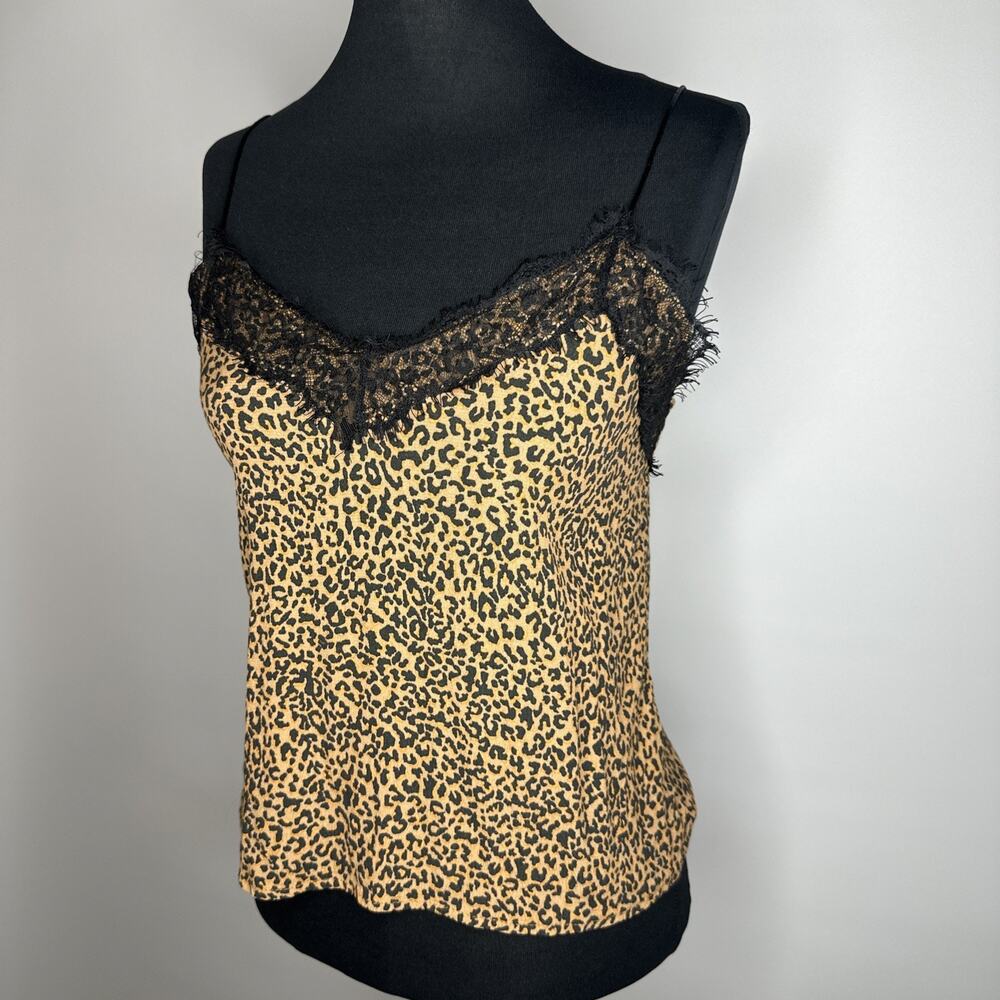 Bershka Leopard Print Lace Cami Top M Animal Cheetah Cami Gypsy Coquette Y2K